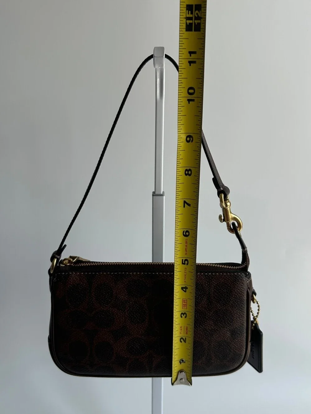 Coach Plaza Bag 18 Signature Brown Mini Shoulder Bag Very Good